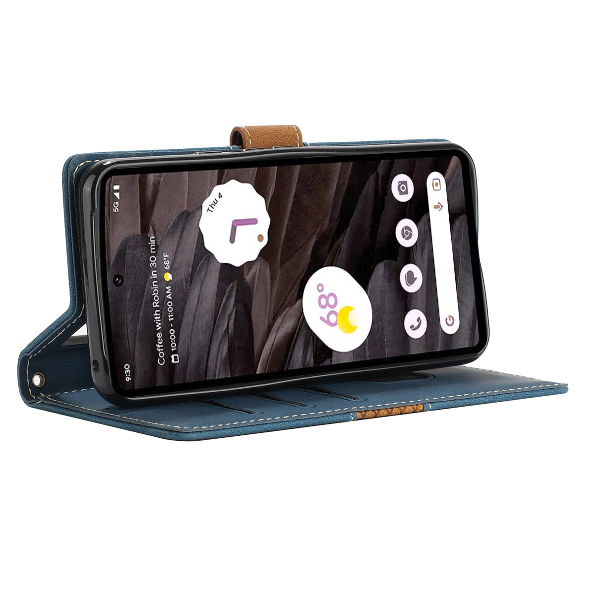 Stand Phone Case for Google Pixel 8 , PU Leather Cover Magnetic Wallet Grid Splicing Phone Shell with Strap