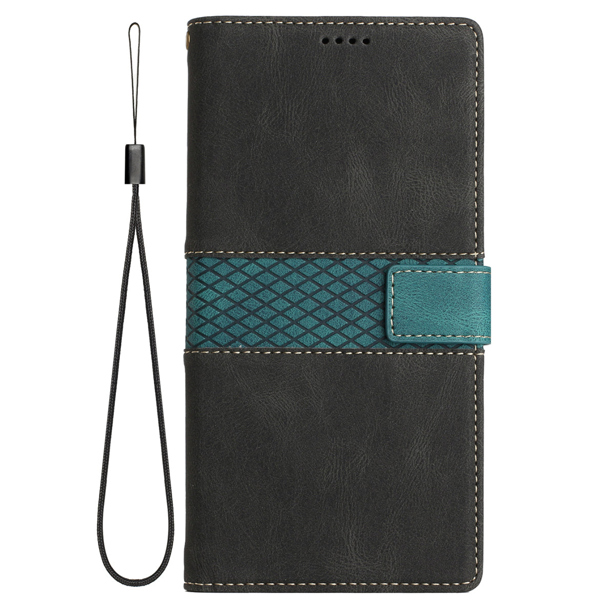 For Google Pixel 8 Pro PU Leather Cover Magnetic Flip Wallet Grid Splicing Phone Stand Case with Strap