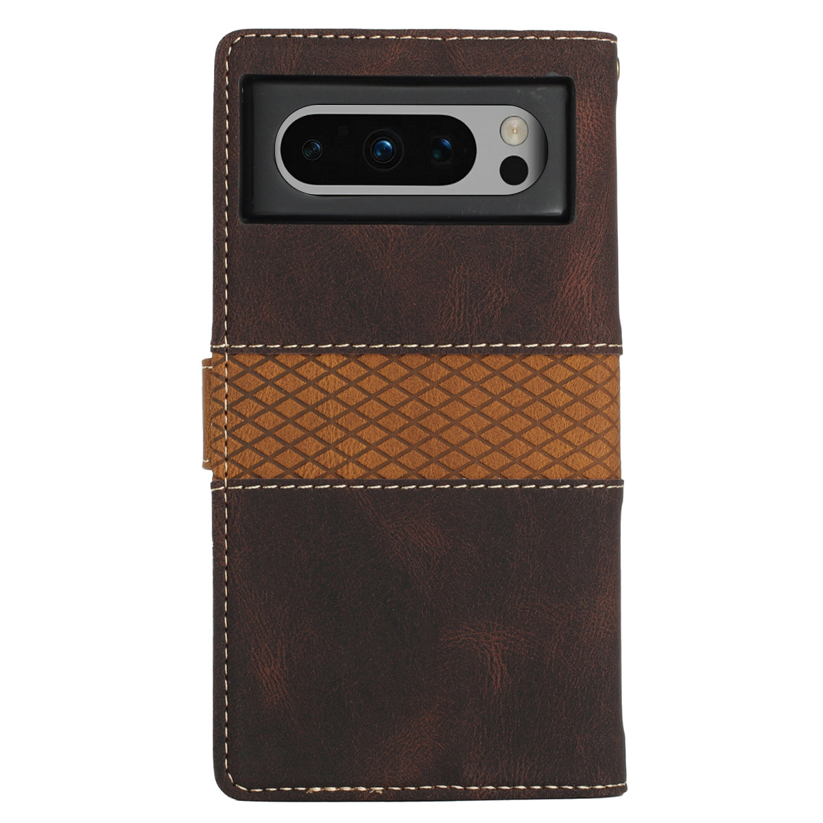 For Google Pixel 8 Pro PU Leather Cover Magnetic Flip Wallet Grid Splicing Phone Stand Case with Strap