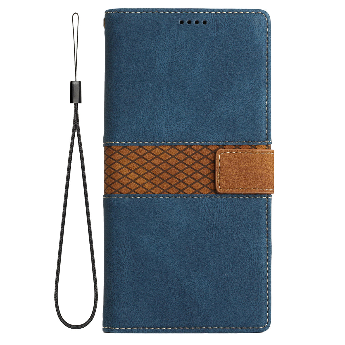 For Google Pixel 8 Pro PU Leather Cover Magnetic Flip Wallet Grid Splicing Phone Stand Case with Strap