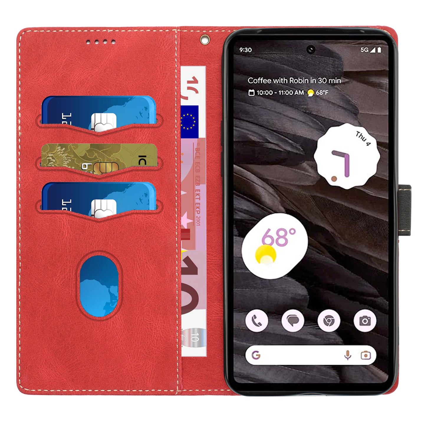 For Google Pixel 8 Pro PU Leather Cover Magnetic Flip Wallet Grid Splicing Phone Stand Case with Strap