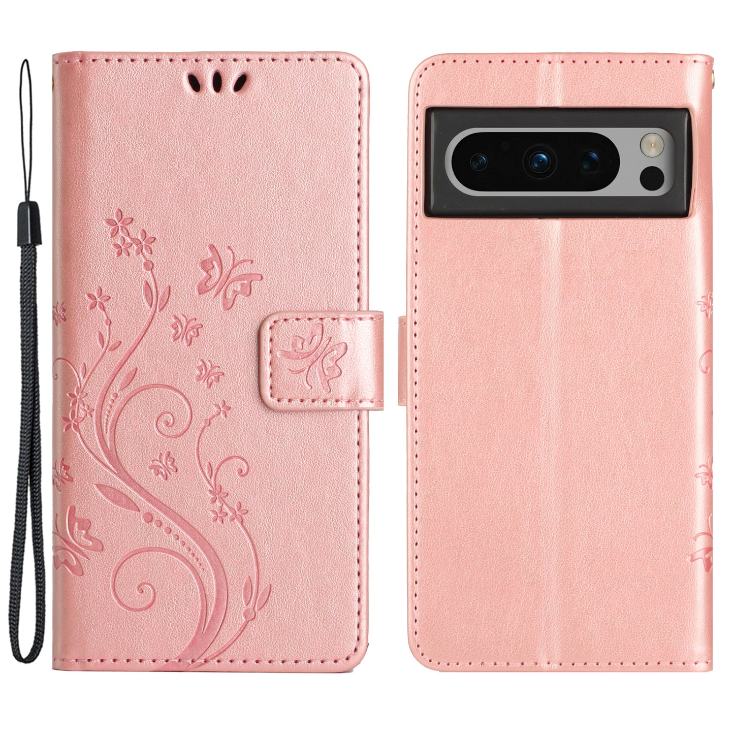 For Google Pixel 8 Pro Imprinted Butterfly Pattern Phone Shell Wallet Stand PU Leather Phone Cover Case