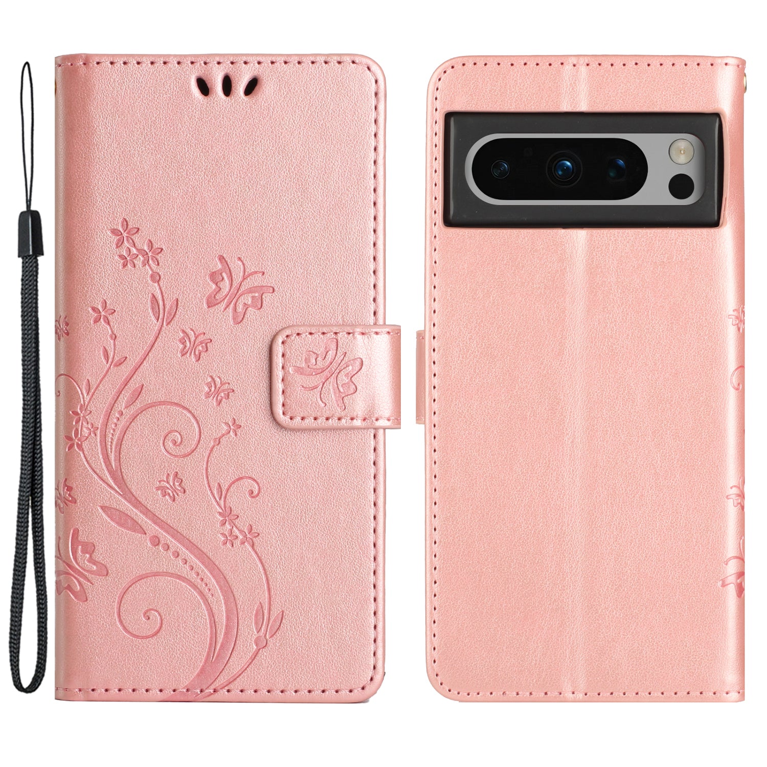 For Google Pixel 8 Pro Imprinted Butterfly Pattern Phone Shell Wallet Stand PU Leather Phone Cover Case