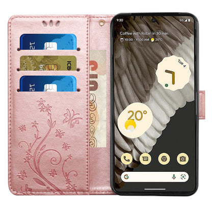 For Google Pixel 8 Pro Imprinted Butterfly Pattern Phone Shell Wallet Stand PU Leather Phone Cover Case