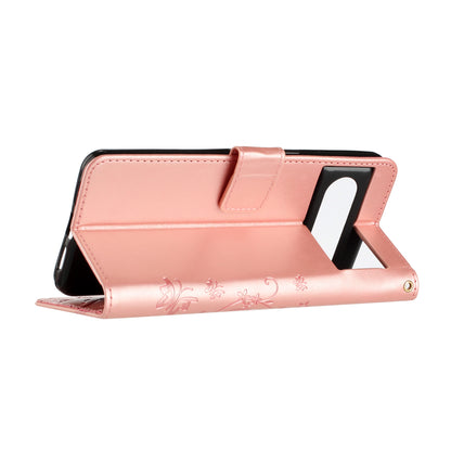 For Google Pixel 8 Pro Imprinted Butterfly Pattern Phone Shell Wallet Stand PU Leather Phone Cover Case