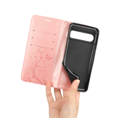 For Google Pixel 8 Pro Imprinted Butterfly Pattern Phone Shell Wallet Stand PU Leather Phone Cover Case