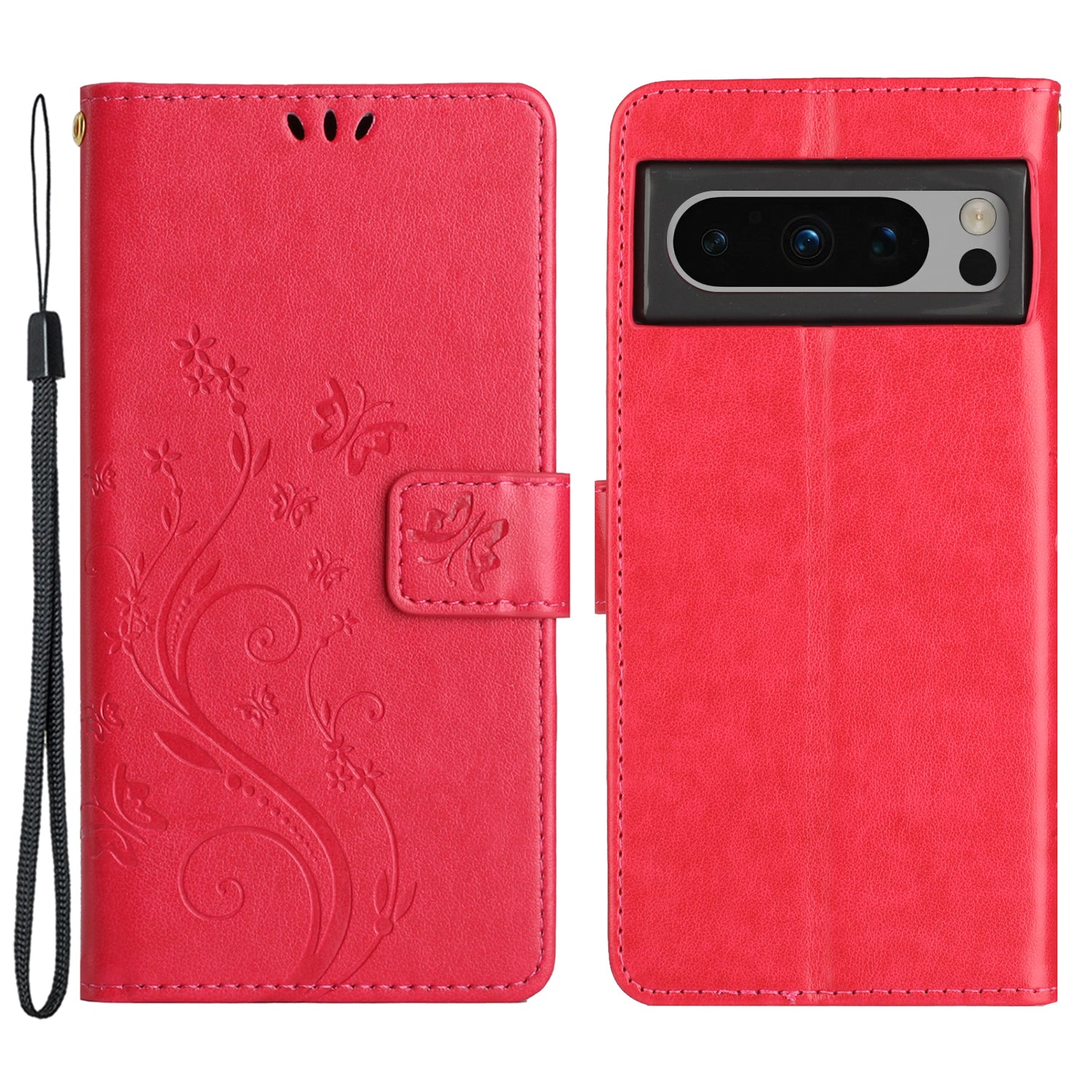 For Google Pixel 8 Pro Imprinted Butterfly Pattern Phone Shell Wallet Stand PU Leather Phone Cover Case