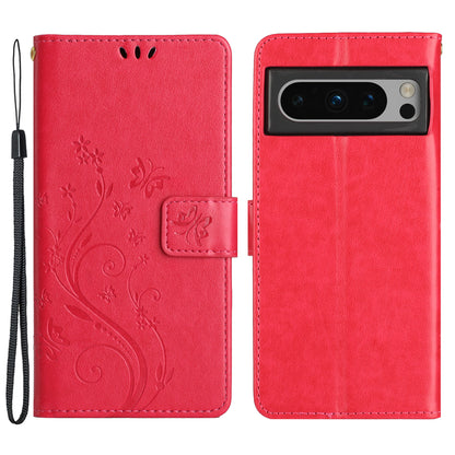 For Google Pixel 8 Pro Imprinted Butterfly Pattern Phone Shell Wallet Stand PU Leather Phone Cover Case