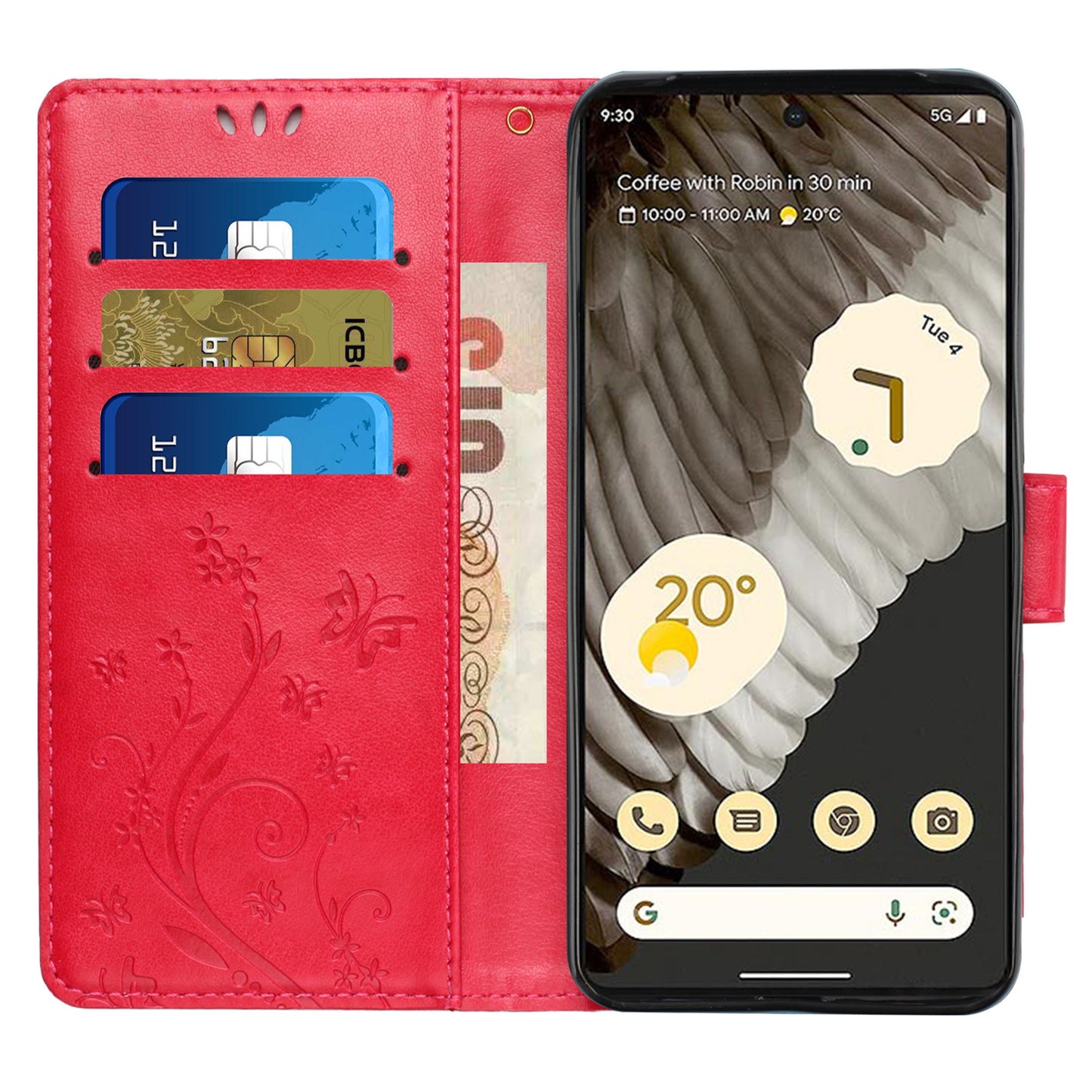 For Google Pixel 8 Pro Imprinted Butterfly Pattern Phone Shell Wallet Stand PU Leather Phone Cover Case