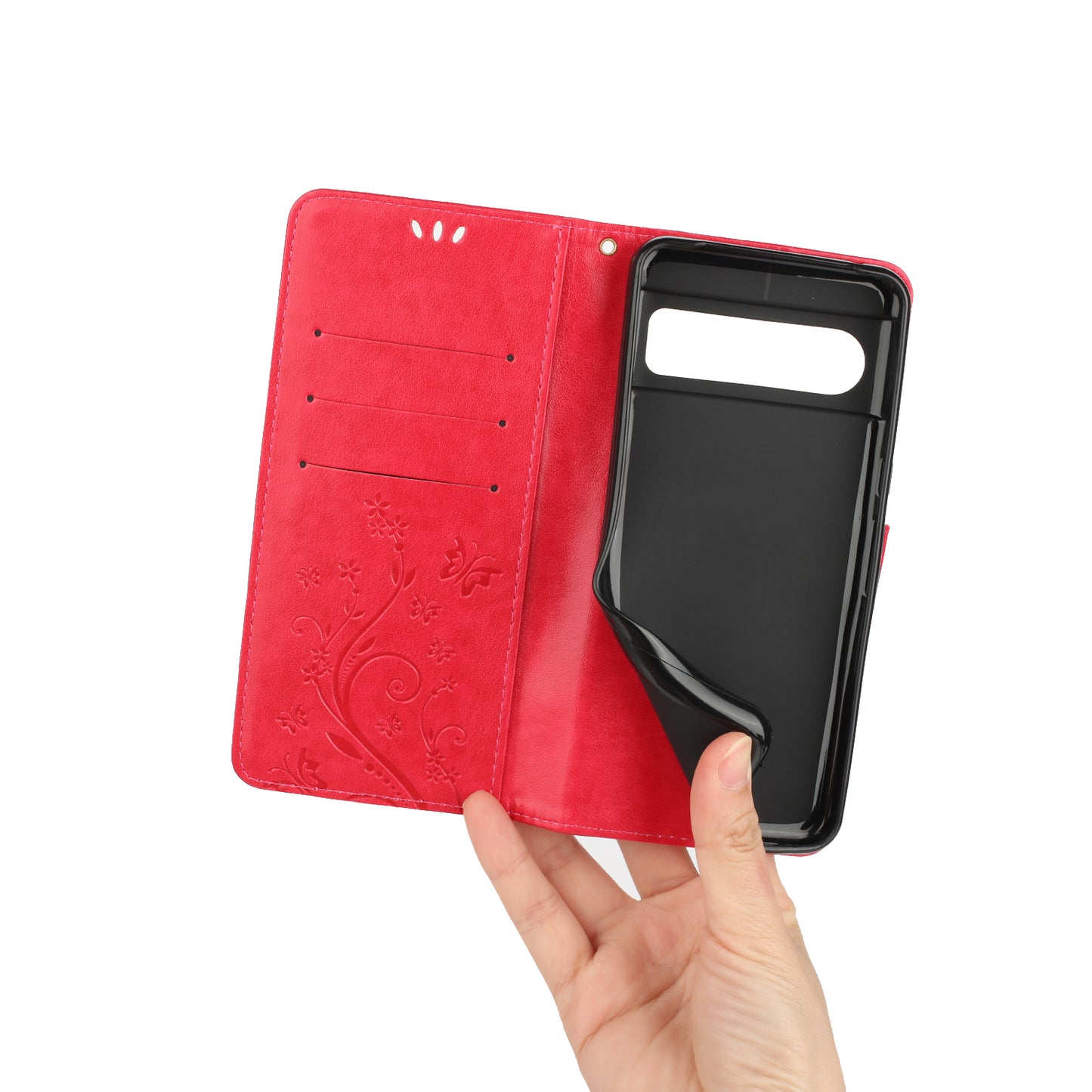 For Google Pixel 8 Pro Imprinted Butterfly Pattern Phone Shell Wallet Stand PU Leather Phone Cover Case