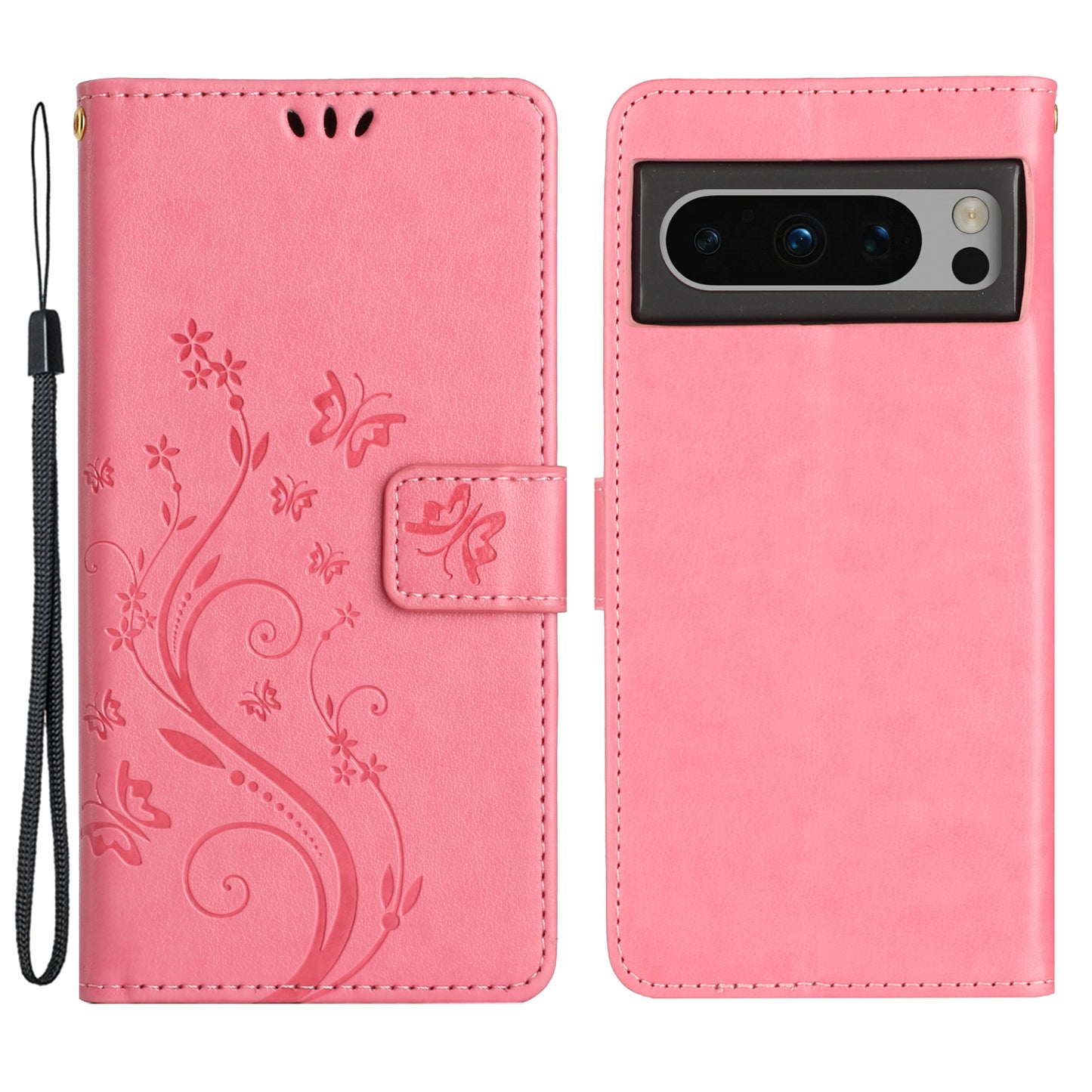 For Google Pixel 8 Pro Imprinted Butterfly Pattern Phone Shell Wallet Stand PU Leather Phone Cover Case
