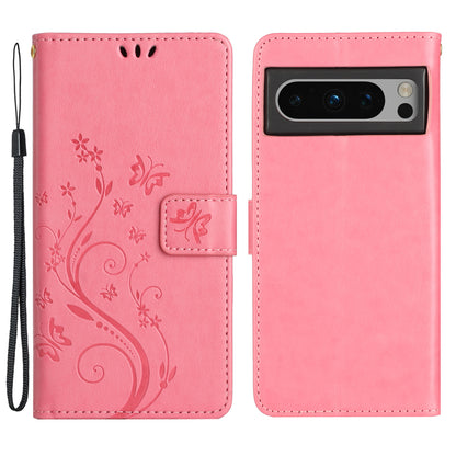 For Google Pixel 8 Pro Imprinted Butterfly Pattern Phone Shell Wallet Stand PU Leather Phone Cover Case