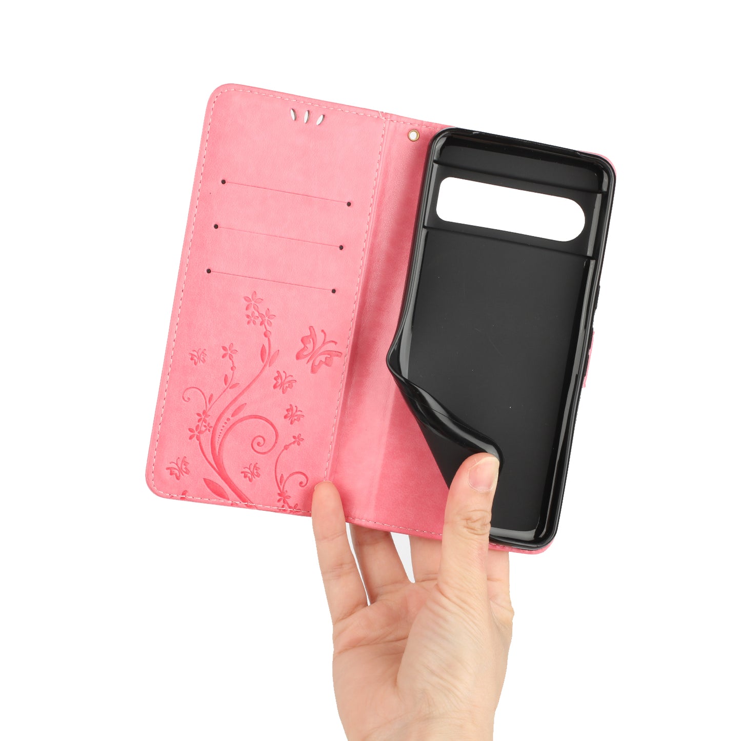 For Google Pixel 8 Pro Imprinted Butterfly Pattern Phone Shell Wallet Stand PU Leather Phone Cover Case