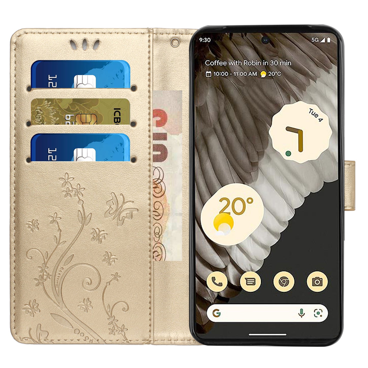 For Google Pixel 8 Pro Imprinted Butterfly Pattern Phone Shell Wallet Stand PU Leather Phone Cover Case