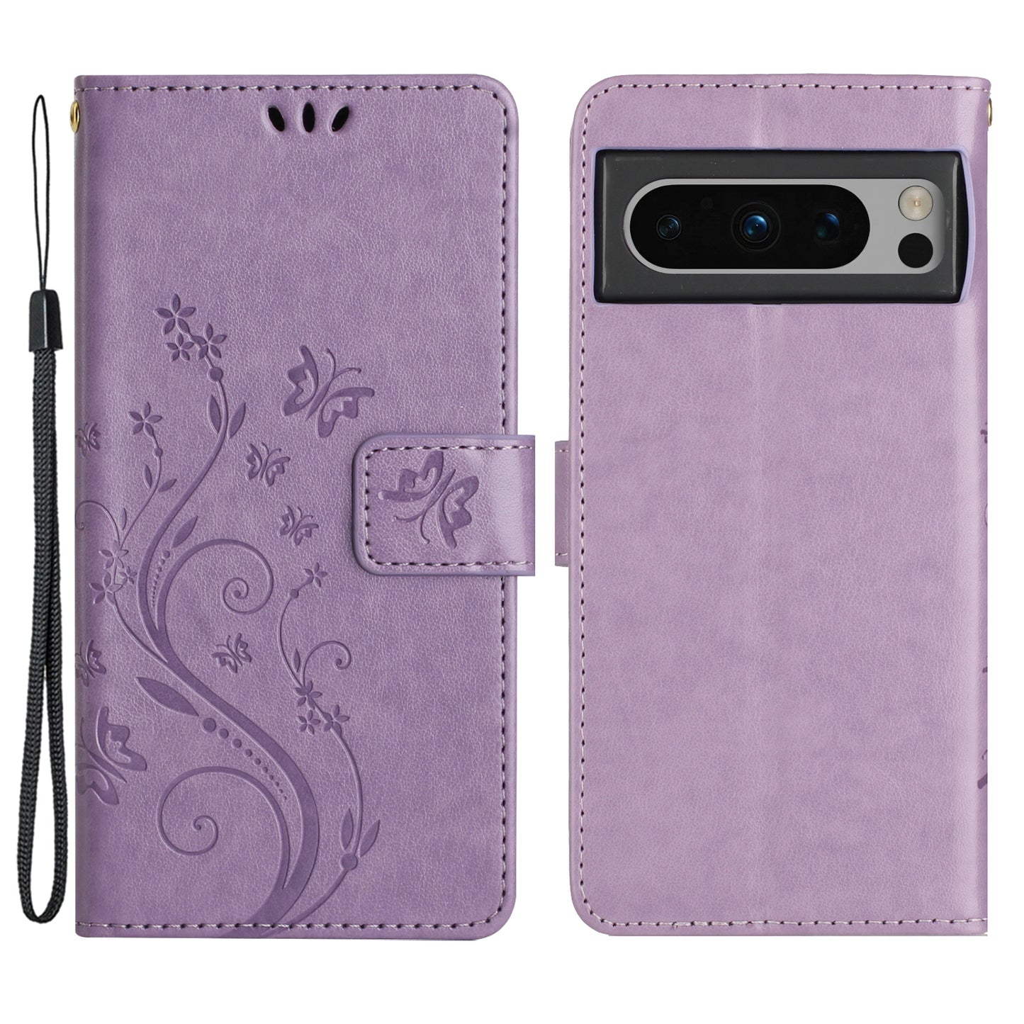 For Google Pixel 8 Pro Imprinted Butterfly Pattern Phone Shell Wallet Stand PU Leather Phone Cover Case
