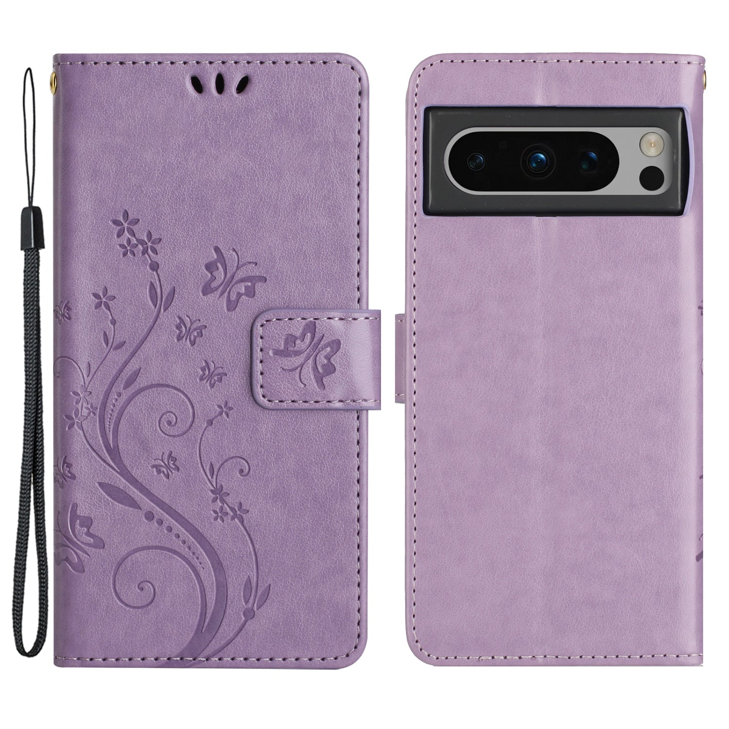 For Google Pixel 8 Pro Imprinted Butterfly Pattern Phone Shell Wallet Stand PU Leather Phone Cover Case