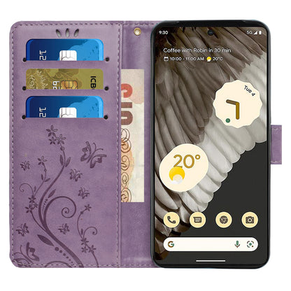 For Google Pixel 8 Pro Imprinted Butterfly Pattern Phone Shell Wallet Stand PU Leather Phone Cover Case