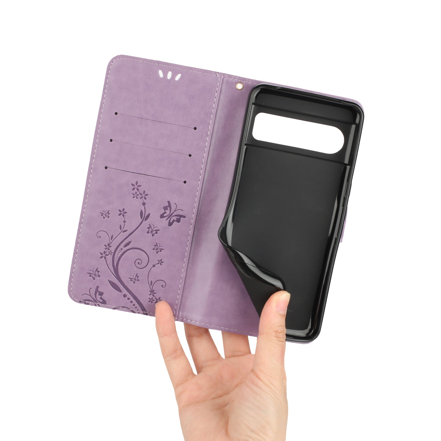 For Google Pixel 8 Pro Imprinted Butterfly Pattern Phone Shell Wallet Stand PU Leather Phone Cover Case