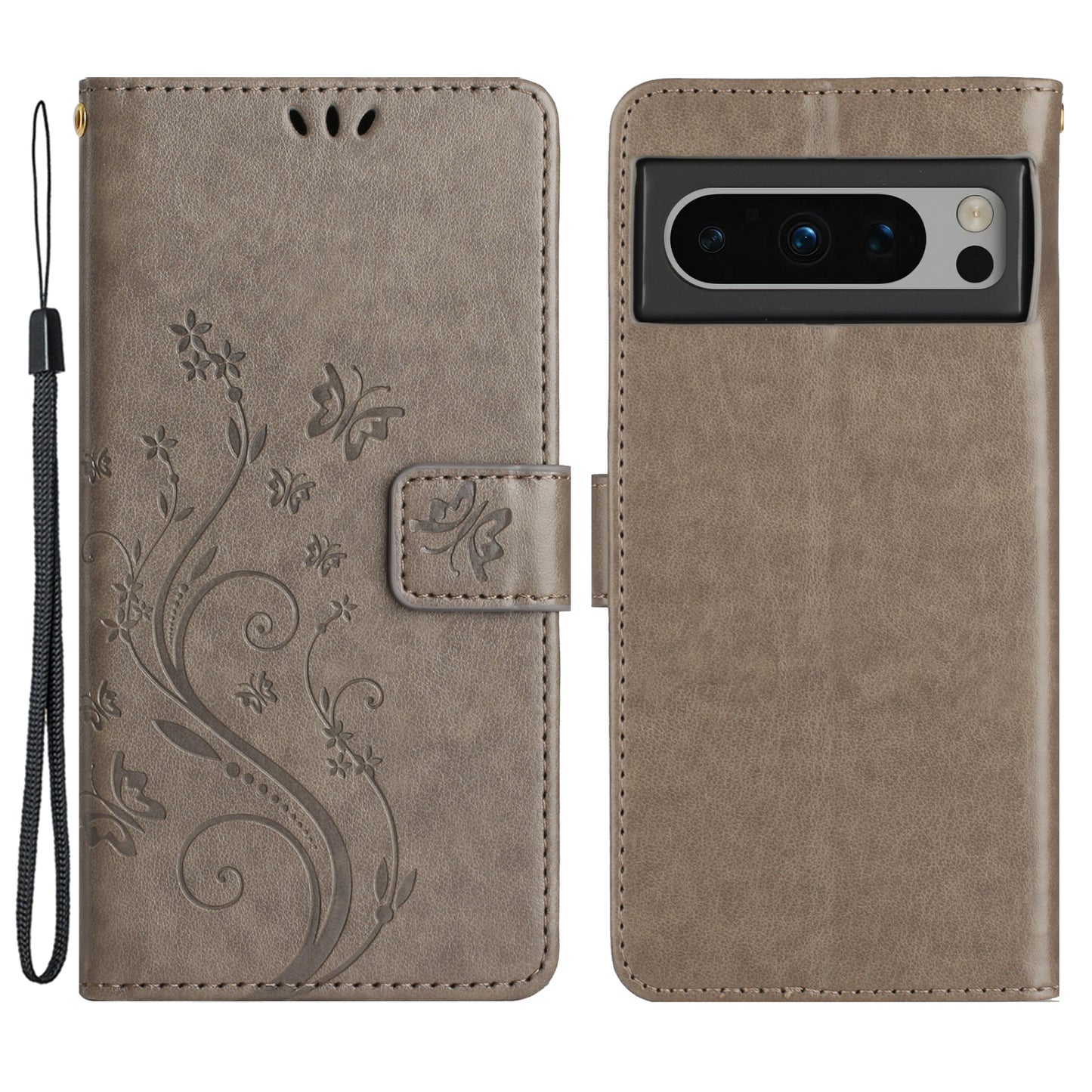For Google Pixel 8 Pro Imprinted Butterfly Pattern Phone Shell Wallet Stand PU Leather Phone Cover Case