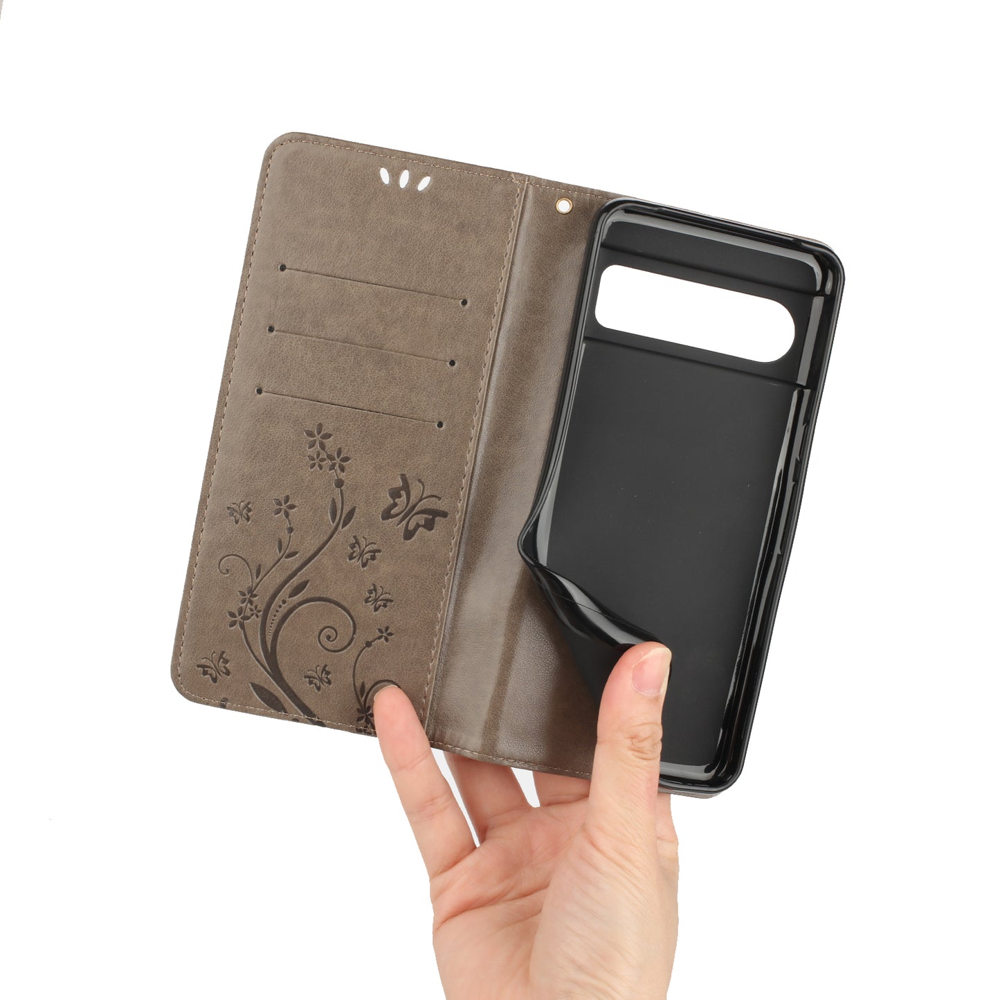 For Google Pixel 8 Pro Imprinted Butterfly Pattern Phone Shell Wallet Stand PU Leather Phone Cover Case