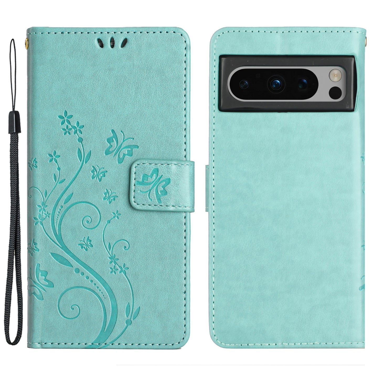 For Google Pixel 8 Pro Imprinted Butterfly Pattern Phone Shell Wallet Stand PU Leather Phone Cover Case