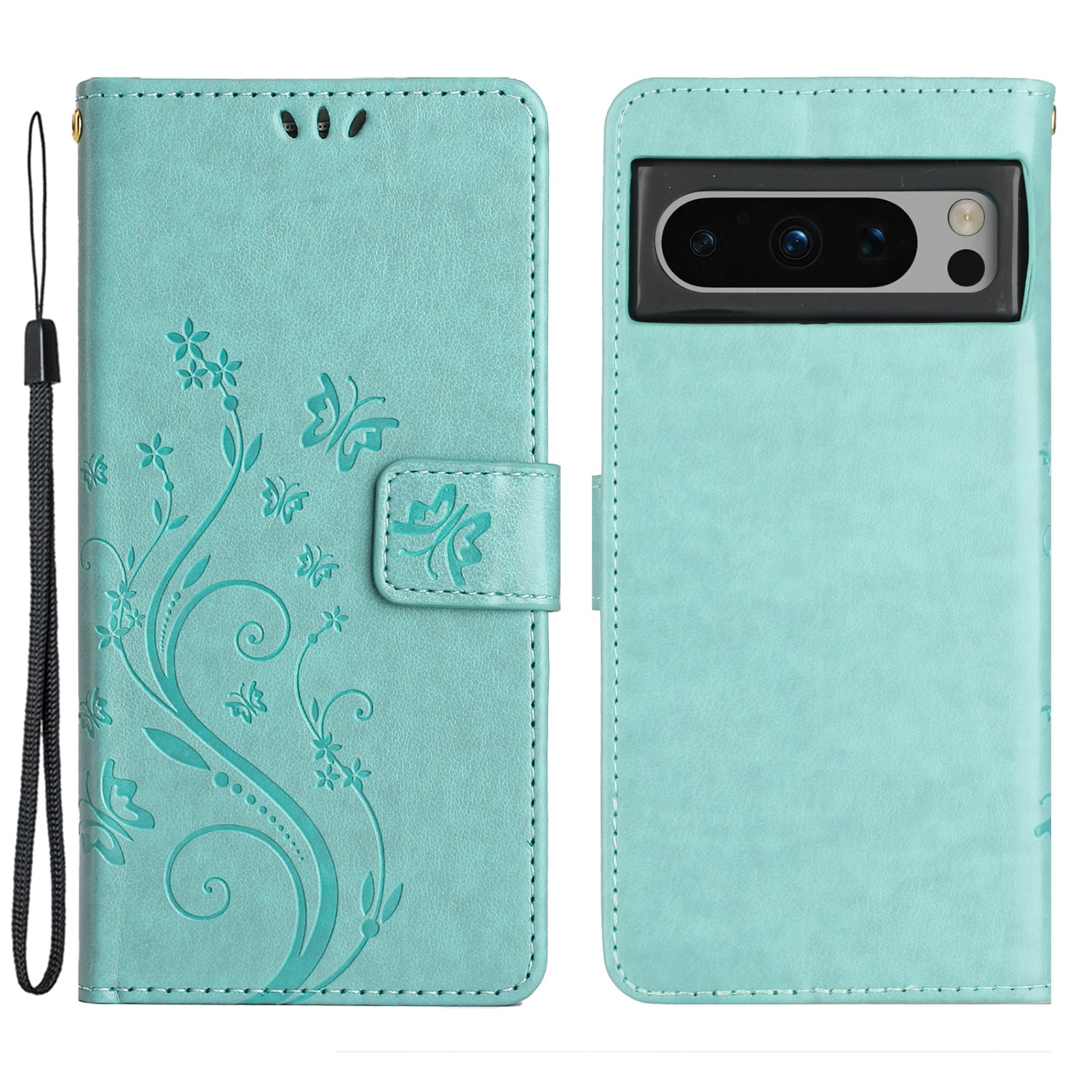 For Google Pixel 8 Pro Imprinted Butterfly Pattern Phone Shell Wallet Stand PU Leather Phone Cover Case