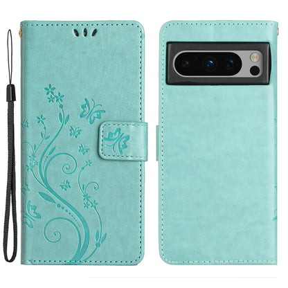 For Google Pixel 8 Pro Imprinted Butterfly Pattern Phone Shell Wallet Stand PU Leather Phone Cover Case