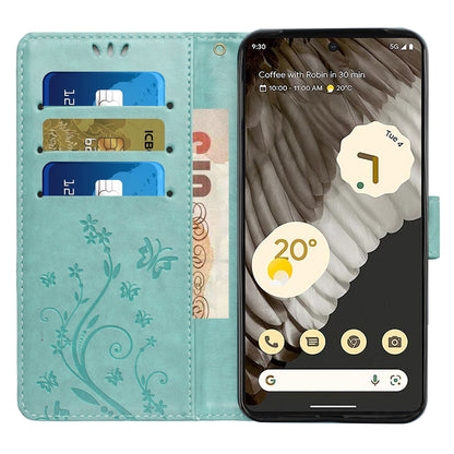 For Google Pixel 8 Pro Imprinted Butterfly Pattern Phone Shell Wallet Stand PU Leather Phone Cover Case