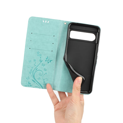 For Google Pixel 8 Pro Imprinted Butterfly Pattern Phone Shell Wallet Stand PU Leather Phone Cover Case