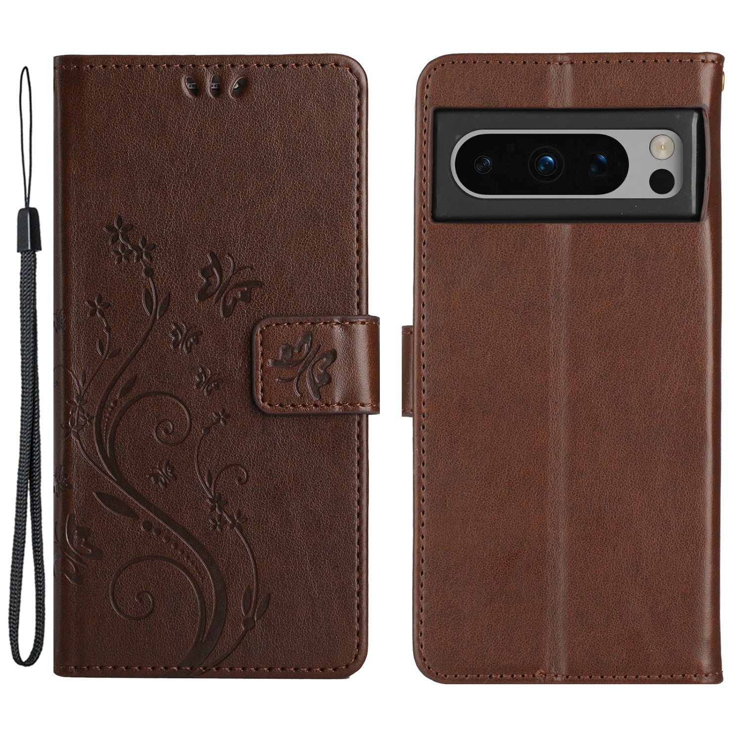 For Google Pixel 8 Pro Imprinted Butterfly Pattern Phone Shell Wallet Stand PU Leather Phone Cover Case