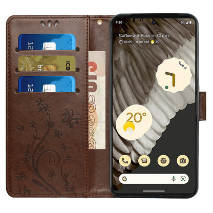 For Google Pixel 8 Pro Imprinted Butterfly Pattern Phone Shell Wallet Stand PU Leather Phone Cover Case