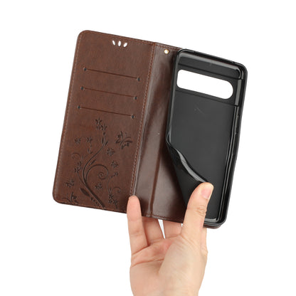 For Google Pixel 8 Pro Imprinted Butterfly Pattern Phone Shell Wallet Stand PU Leather Phone Cover Case