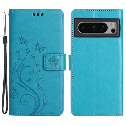 For Google Pixel 8 Pro Imprinted Butterfly Pattern Phone Shell Wallet Stand PU Leather Phone Cover Case