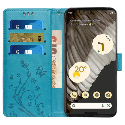 For Google Pixel 8 Pro Imprinted Butterfly Pattern Phone Shell Wallet Stand PU Leather Phone Cover Case