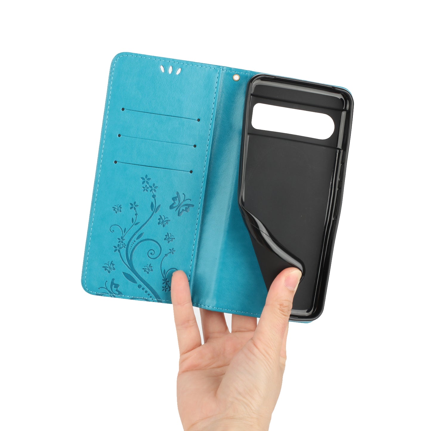 For Google Pixel 8 Pro Imprinted Butterfly Pattern Phone Shell Wallet Stand PU Leather Phone Cover Case