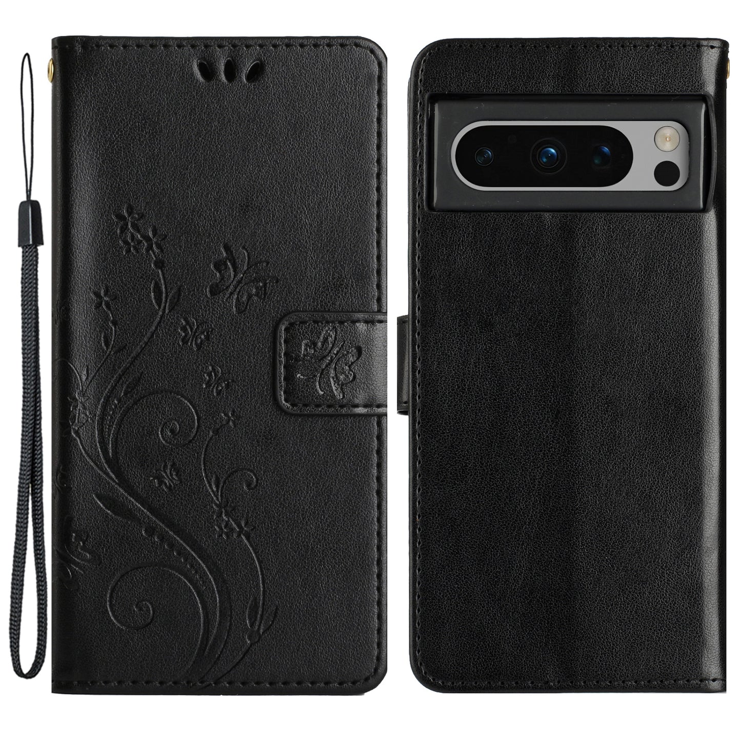 For Google Pixel 8 Pro Imprinted Butterfly Pattern Phone Shell Wallet Stand PU Leather Phone Cover Case