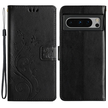 For Google Pixel 8 Pro Imprinted Butterfly Pattern Phone Shell Wallet Stand PU Leather Phone Cover Case