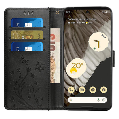 For Google Pixel 8 Pro Imprinted Butterfly Pattern Phone Shell Wallet Stand PU Leather Phone Cover Case