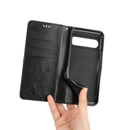 For Google Pixel 8 Pro Imprinted Butterfly Pattern Phone Shell Wallet Stand PU Leather Phone Cover Case