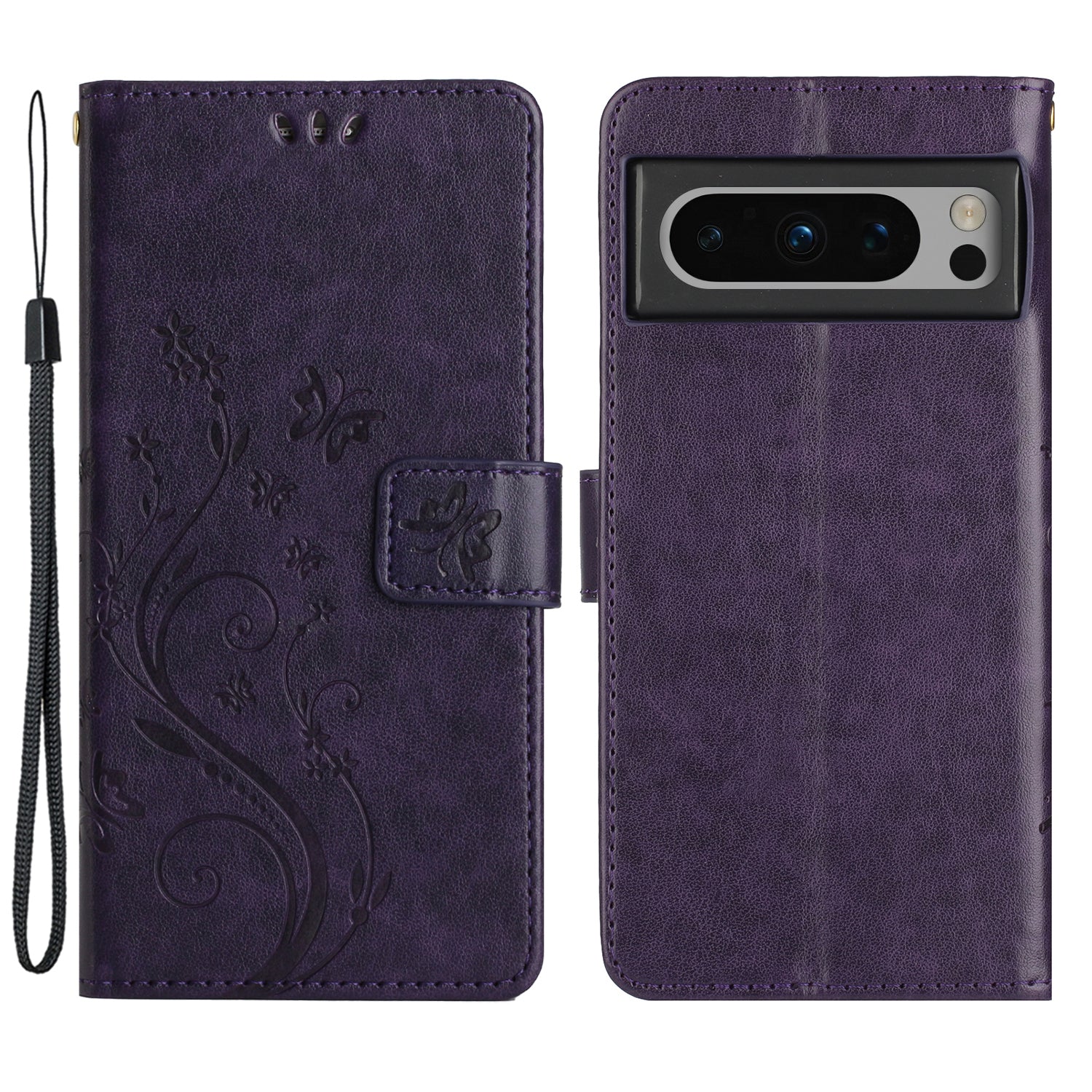 For Google Pixel 8 Pro Imprinted Butterfly Pattern Phone Shell Wallet Stand PU Leather Phone Cover Case