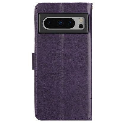 For Google Pixel 8 Pro Imprinted Butterfly Pattern Phone Shell Wallet Stand PU Leather Phone Cover Case