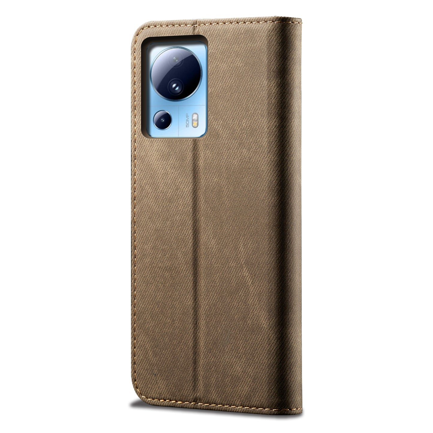 For Xiaomi 13 Lite / Civi 2 5G Wallet PU Leather Phone Cover Jeans Cloth Texture Phone Stand Case