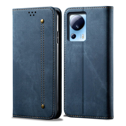 For Xiaomi 13 Lite / Civi 2 5G Wallet PU Leather Phone Cover Jeans Cloth Texture Phone Stand Case