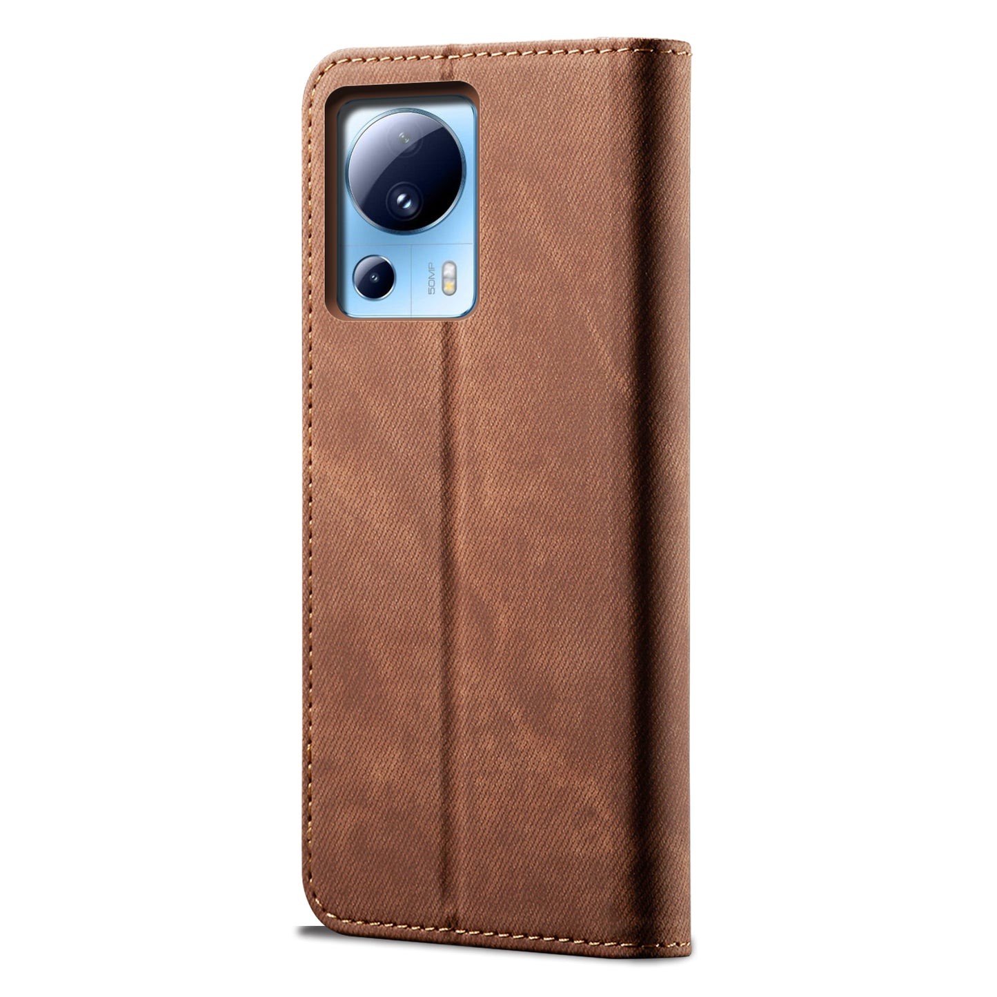 For Xiaomi 13 Lite / Civi 2 5G Wallet PU Leather Phone Cover Jeans Cloth Texture Phone Stand Case