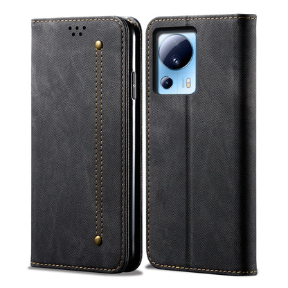 For Xiaomi 13 Lite / Civi 2 5G Wallet PU Leather Phone Cover Jeans Cloth Texture Phone Stand Case