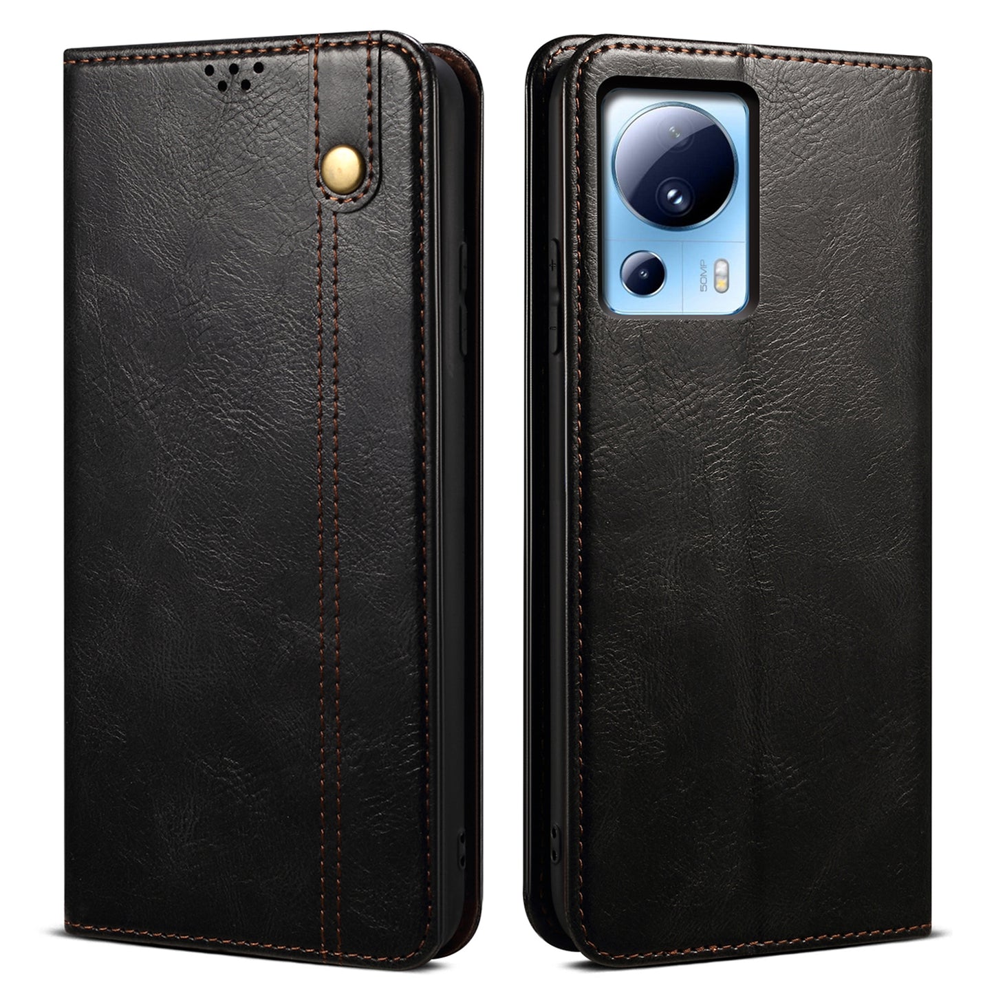 For Xiaomi 13 Lite / Civi 2 5G PU Leather Phone Wallet Case Waxy Crazy Horse Texture Stand Cover