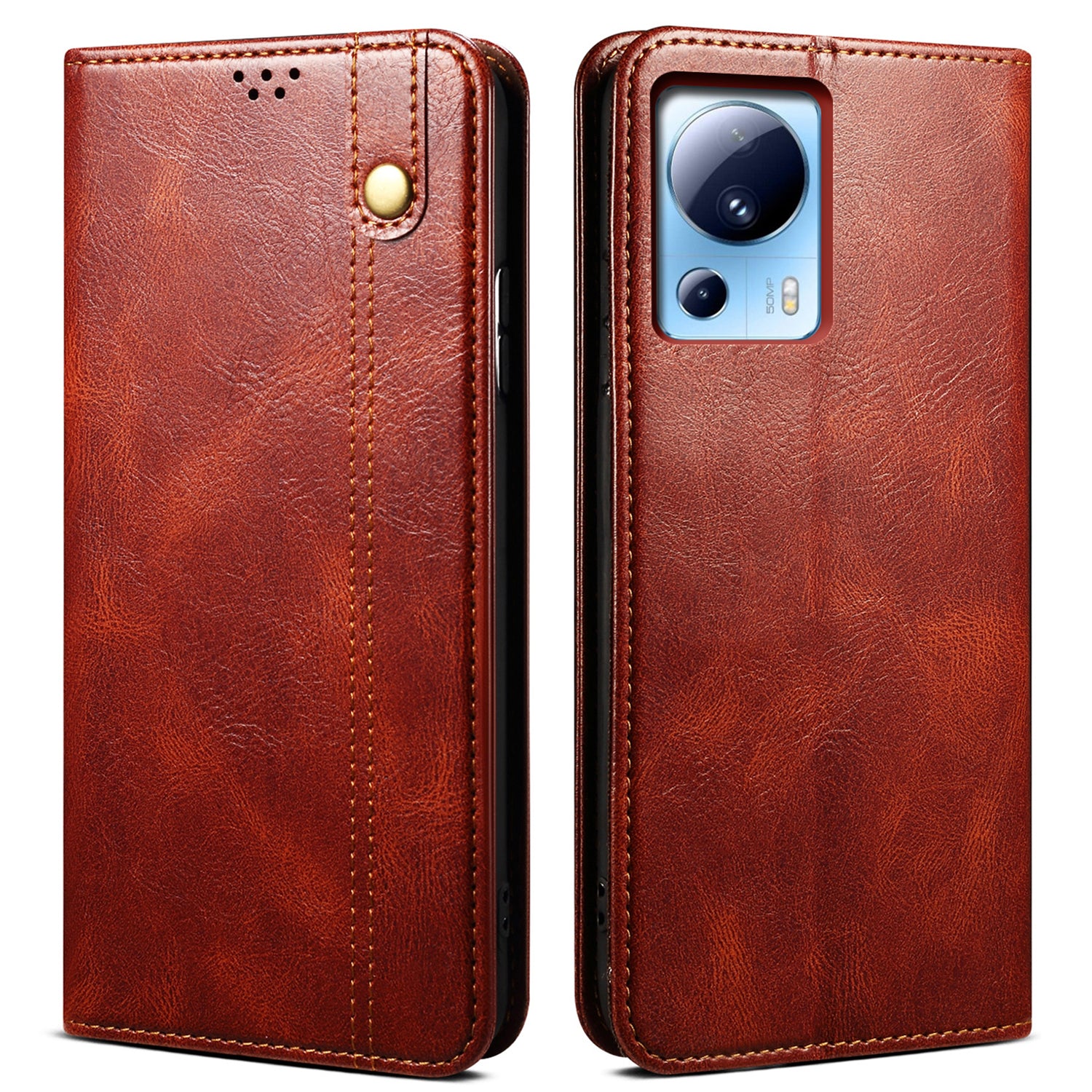 For Xiaomi 13 Lite / Civi 2 5G PU Leather Phone Wallet Case Waxy Crazy Horse Texture Stand Cover