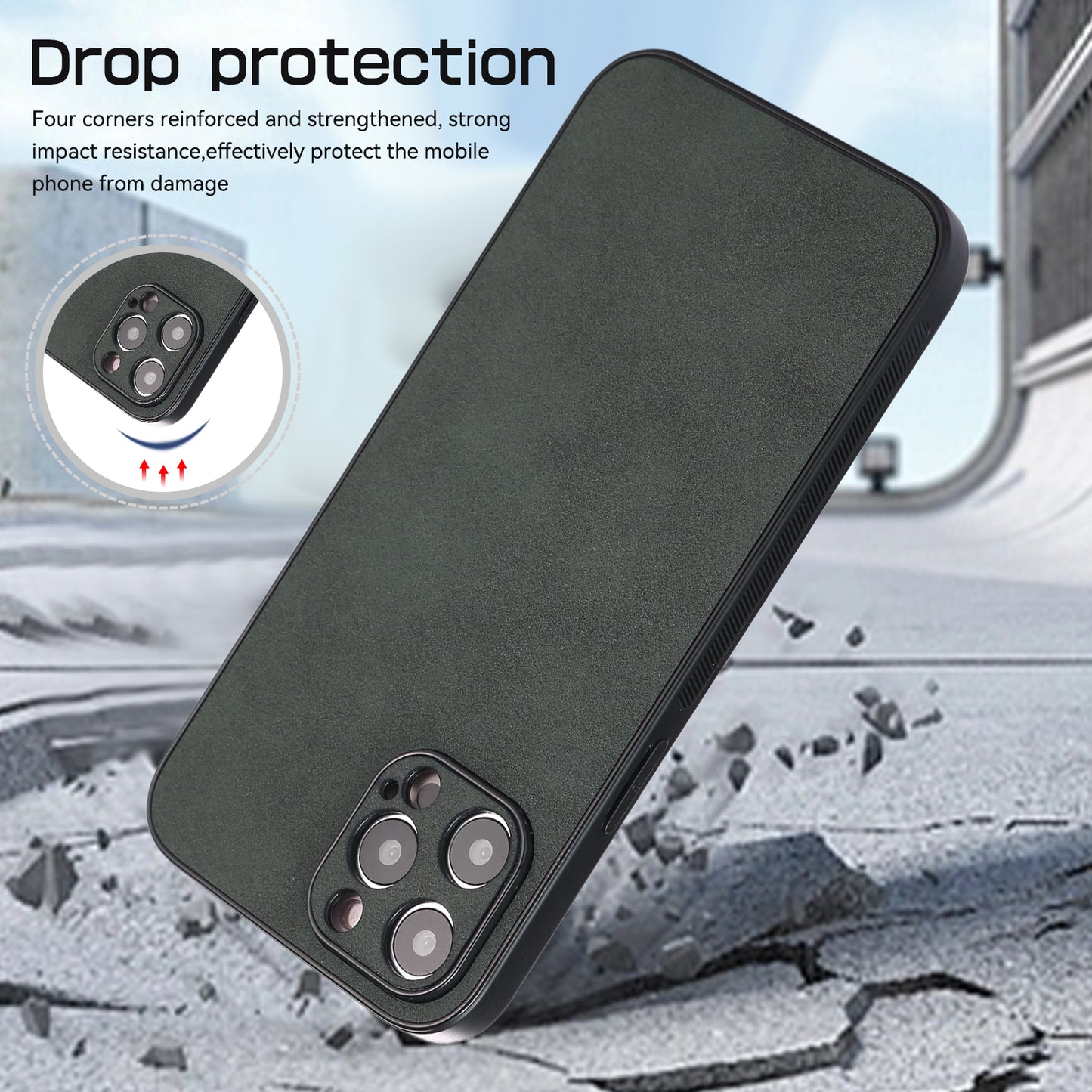 For iPhone 14 Pro Max Fall Proof Phone Cover PU Leather Coated TPU Protective Case