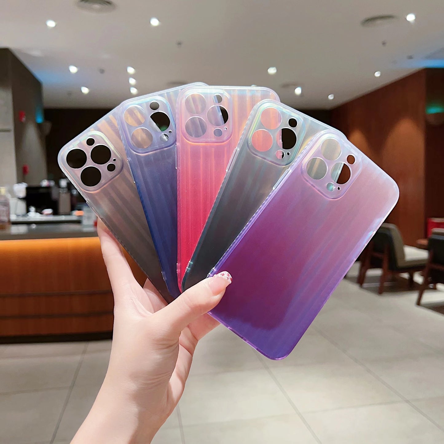 Laser IMD Phone Cover for iPhone 13 Pro , Suitcase-Shaped Acrylic+TPU Mobile Phone Case Shell