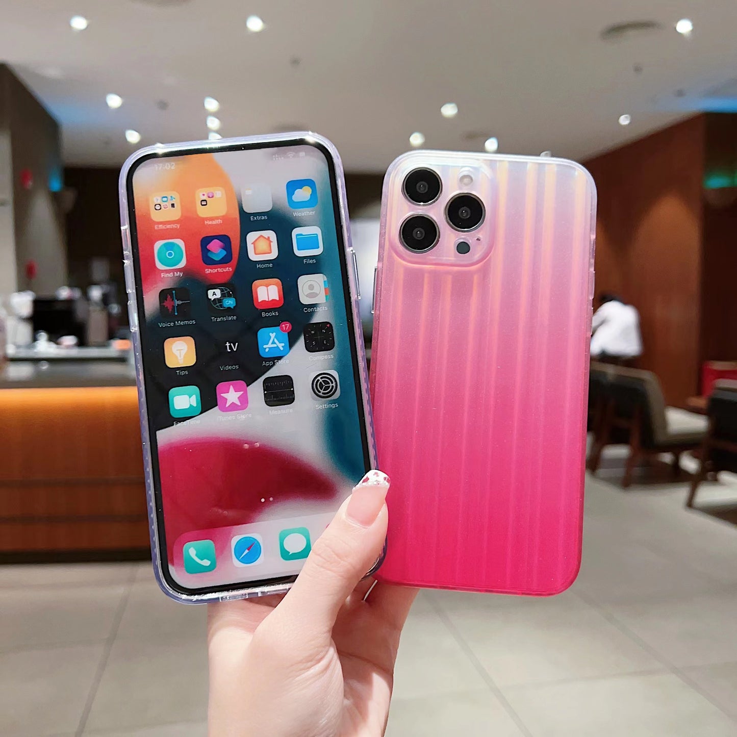 For iPhone 13 Pro Max Anti-Scratch Phone Cover Suitcase-Shaped Laser IMD Design Acrylic+TPU Phone Case Shell